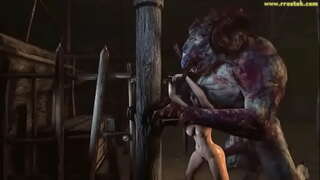 3D monster maakt de meisjes buik ardennen